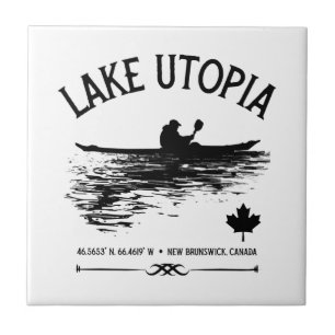  Lake Utopia New Brunswick Canada Lakes - Kayaker  Tile