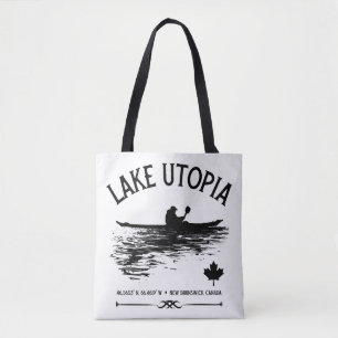  Lake Utopia New Brunswick Canada Lakes - Kayaker  Tote Bag