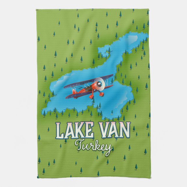 Lake Van Turkey Map Tea Towel (Vertical)
