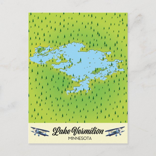 Lake Vermilion Minnesota map Postcard (Front)