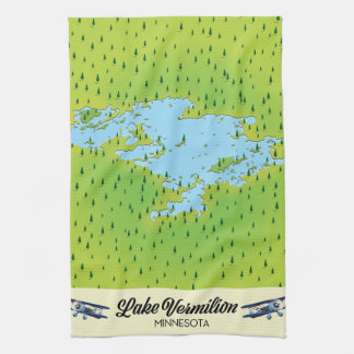 Lake Vermilion Minnesota map Tea Towel