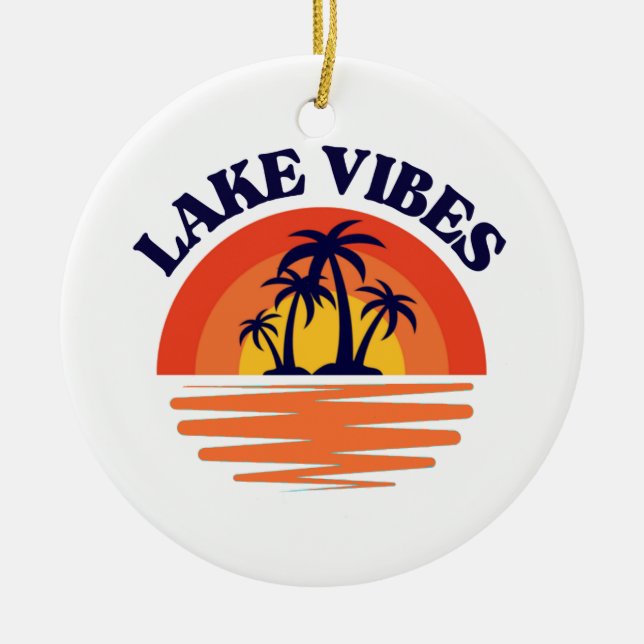 Lake Vibes Ceramic Tree Decoration (Front)