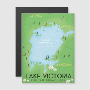 Lake Victoria Map - Africa Great Lake travel art.
