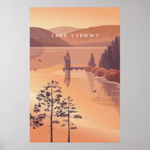 Lake Vyrnwy Powys Wales Travel Poster