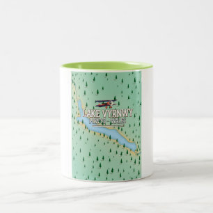 Lake Vyrnwy Wales map poster Two-Tone Coffee Mug