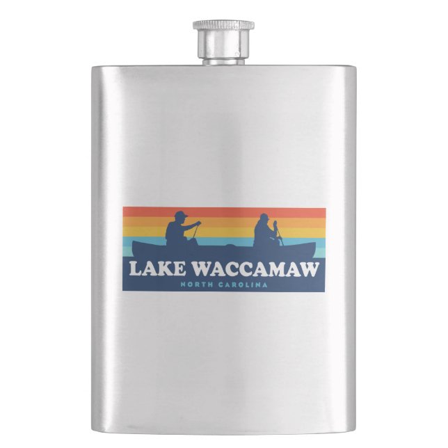 Lake Waccamaw North Carolina Canoe Hip Flask (Front)