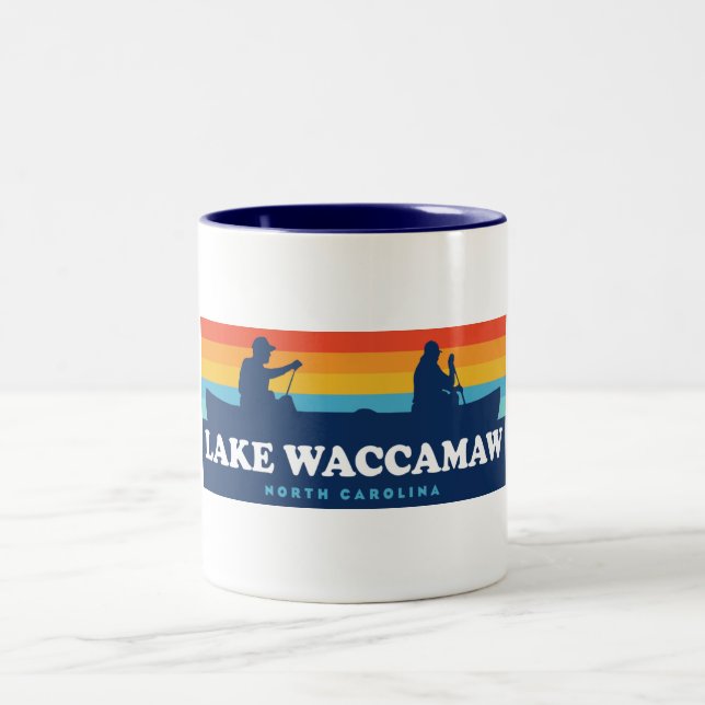 Lake Waccamaw North Carolina Canoe Two-Tone Coffee Mug (Center)