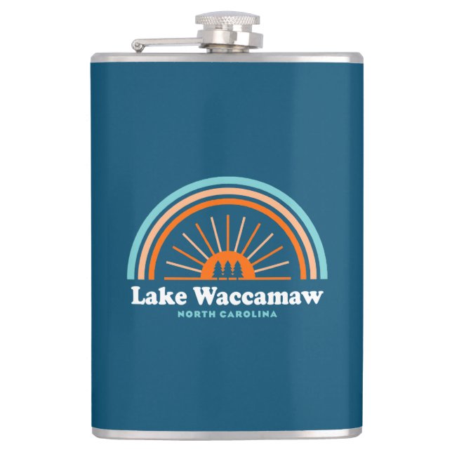 Lake Waccamaw North Carolina Rainbow Hip Flask (Front)