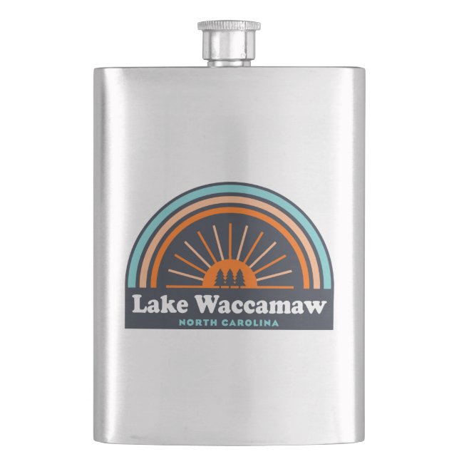 Lake Waccamaw North Carolina Rainbow Hip Flask (Front)