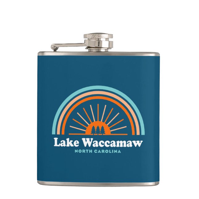 Lake Waccamaw North Carolina Rainbow Hip Flask (Front)