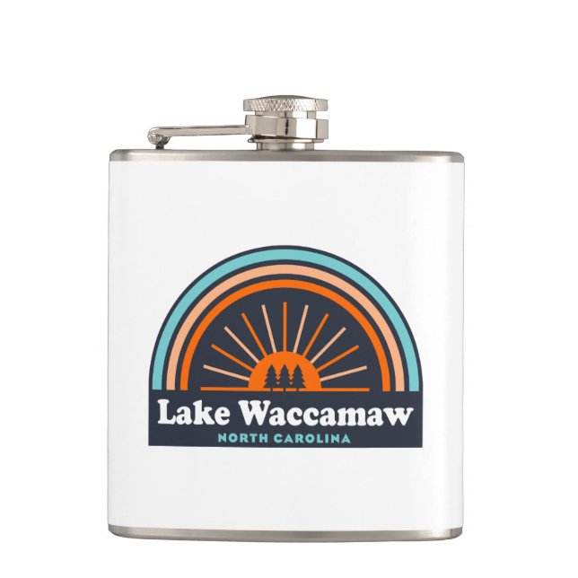 Lake Waccamaw North Carolina Rainbow Hip Flask (Front)