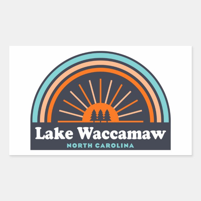 Lake Waccamaw North Carolina Rainbow Rectangular Sticker (Front)