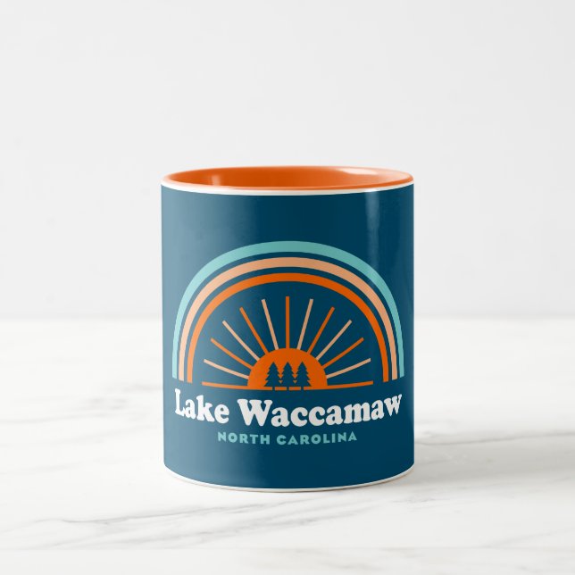 Lake Waccamaw North Carolina Rainbow Two-Tone Coffee Mug (Center)