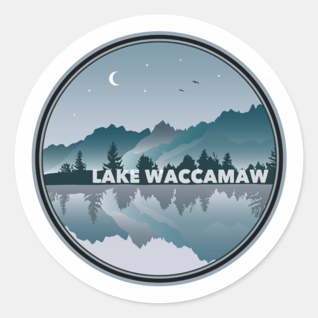 Lake Waccamaw North Carolina Reflection Classic Round Sticker (Front)