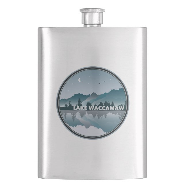 Lake Waccamaw North Carolina Reflection Hip Flask (Front)