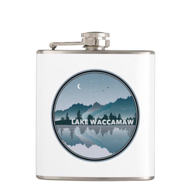 Lake Waccamaw North Carolina Reflection Hip Flask (Front)