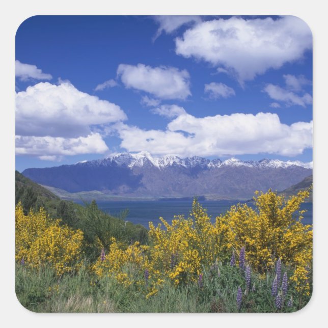 Lake Wakatipu and the Remarkables, Queenstown, Square Sticker (Front)