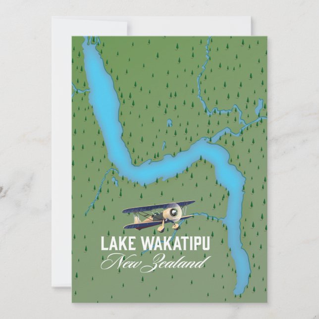 Lake Wakatipu New Zealand map (Front)
