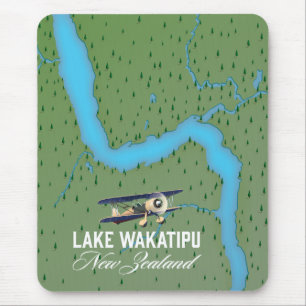 Lake Wakatipu New Zealand map Mouse Mat
