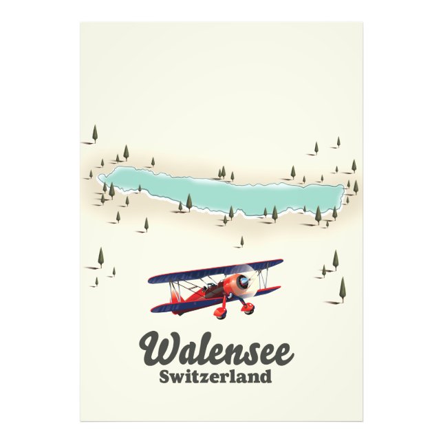 lake Walensee switzerland map Photo Print (Front)