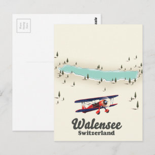 lake Walensee switzerland map Postcard