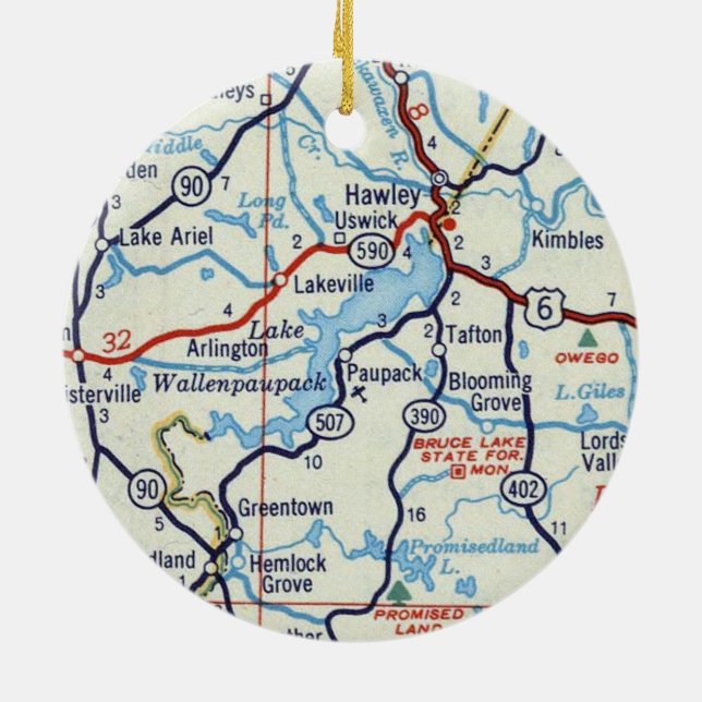 Lake Wallenpaupack Ceramic Tree Decoration (Back)