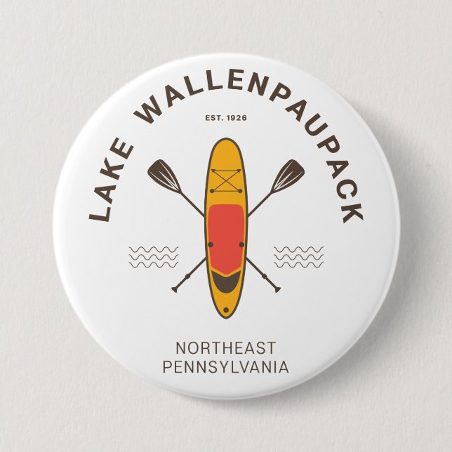 Lake Wallenpaupack Pennsylvania Paddle Boarding 7.5 Cm Round Badge (Front)