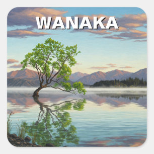 Lake Wanaka Tree New Zealand Travel Square Sticker