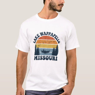 Lake Wappapello Missouri Retro Sunset Stripes Boat T-Shirt