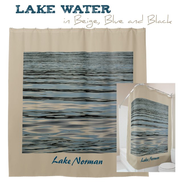 Lake Water Beige Blue Black Shower Curtain (Creator Uploaded)