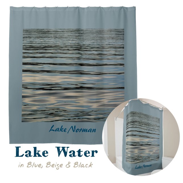 Lake Water Blue Beige Black Shower Curtain (Creator Uploaded)