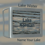 Lake Water Blue Beige Grey Black Customisable Belt Buckle<br><div class="desc">Designed by Nature. Rippling dark lake water reflecting blue sky and white clouds during the golden hour creates this multi colour blue, beige and grey belt buckle design. This beautiful belt buckle design is sophisticated and elegant while also being naturally earthy and rustic. Customise with a Name, initials or favourite...</div>