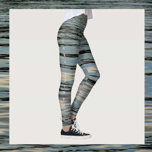 Lake Water Blue Grey Black Customisable Leggings