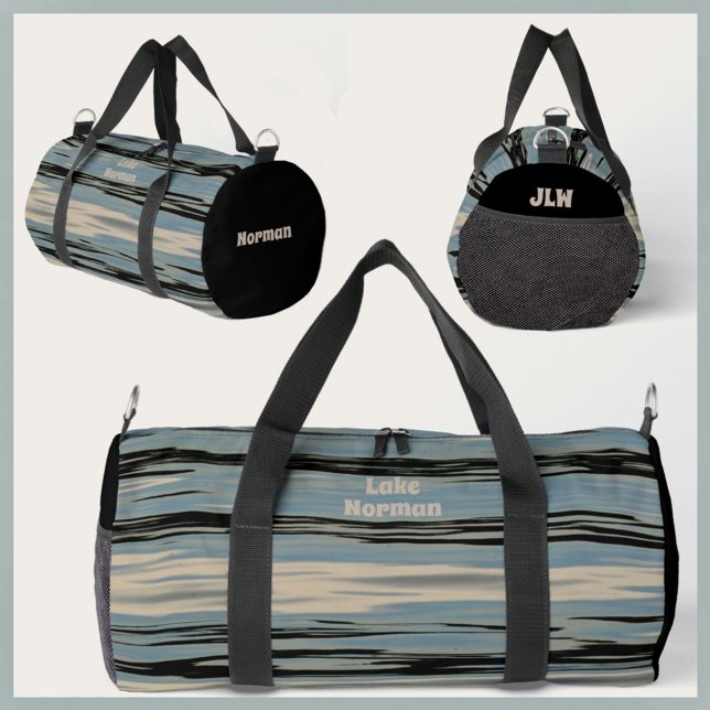 Lake Water Modern Blue Beige Black Duffle Bag (Creator Uploaded)
