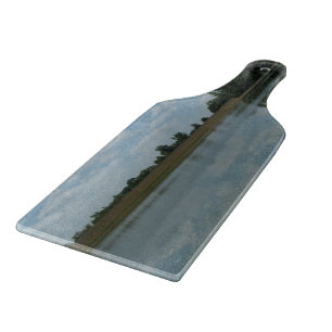 Lake Water Reflects the skies Fluffy White Clouds Cutting Board