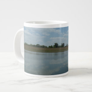 Lake Water Reflects the skies Fluffy White Clouds Large Coffee Mug