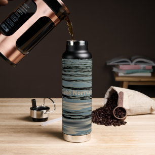 Lake Water Rippling Waves Blue Beige Black Bottle