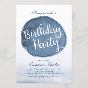Lake Water Stain   Custom Birthday Party Invitation