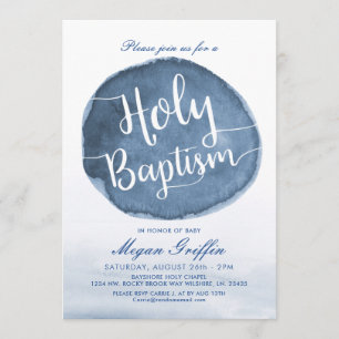 Lake Water Stain   Custom Holy Baptism Invitation
