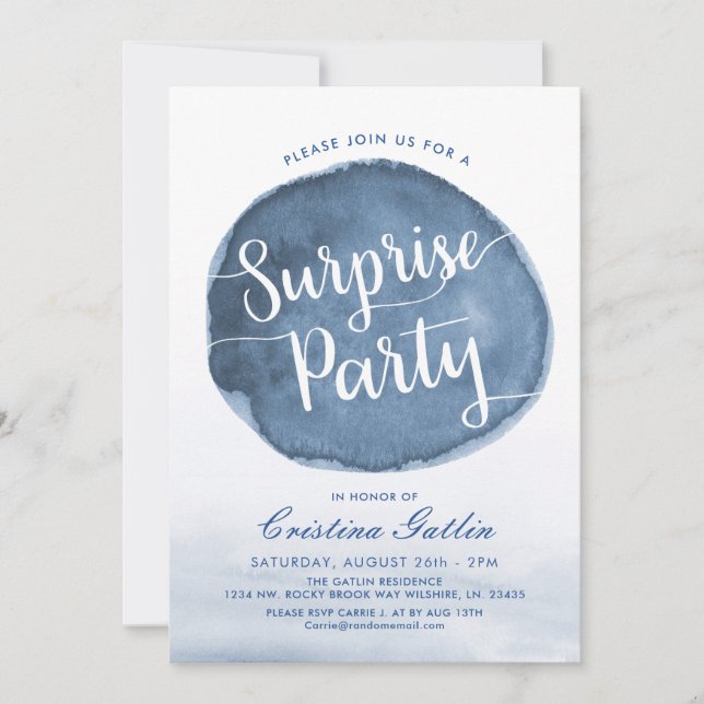 Lake Water Stain | Custom | Surprise Bday Party Invitation (Front)