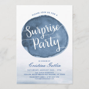Lake Water Stain   Custom   Surprise Bday Party Invitation