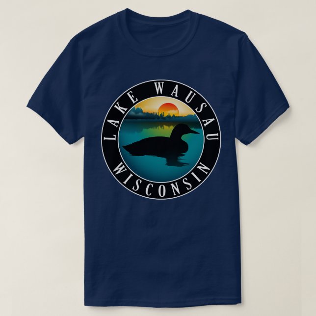 Lake Wausau Wisconsin Loon T-Shirt (Design Front)
