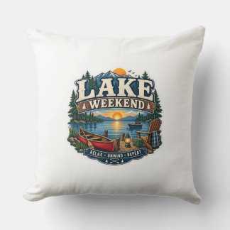 Lake Weekend Vintage Lake House Pillow