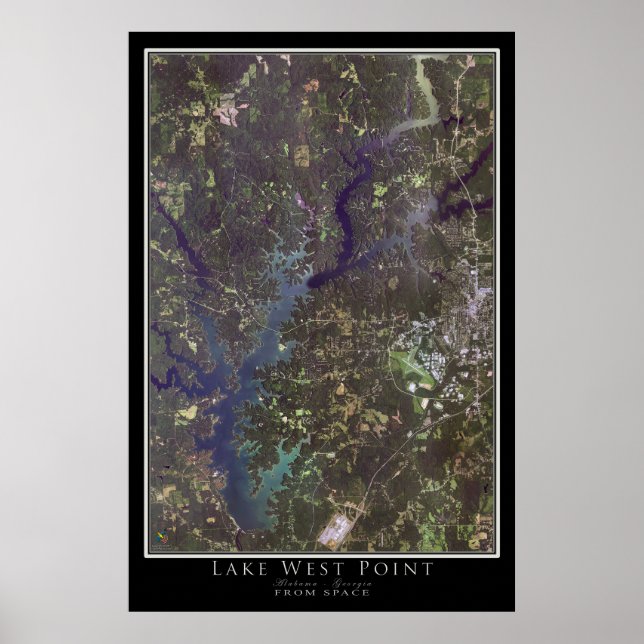 Lake West Point Alabama - Georgia Satellite Map Poster (Front)