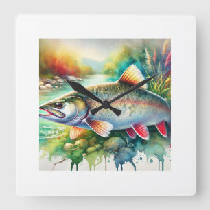 Lake Whitefish 020924AREF137 - Watercolor Square Wall Clock