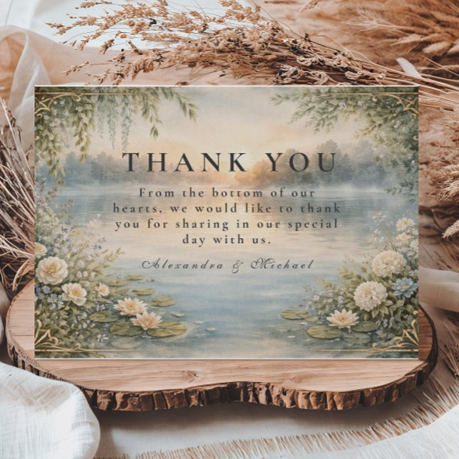 Lake Wildflower Forest Romance Wedding Thank You Card (Creator Uploaded)