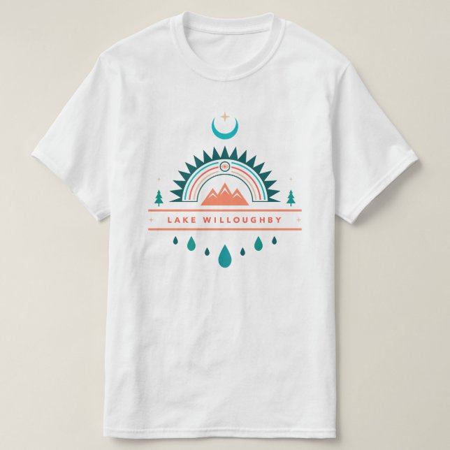 LAKE WILLOUGHBY boho rainbow moon T-Shirt (Design Front)