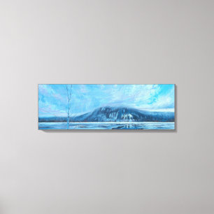 Lake willoughby on ice Vermont Oil Painting  Canvas Print