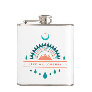 lake willoughby vermont boho rainbow moon hip flask