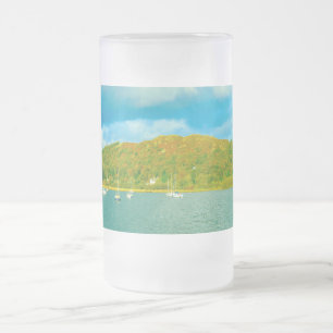 Lake Windermere yachts in Cumbria Frosted Glass Beer Mug